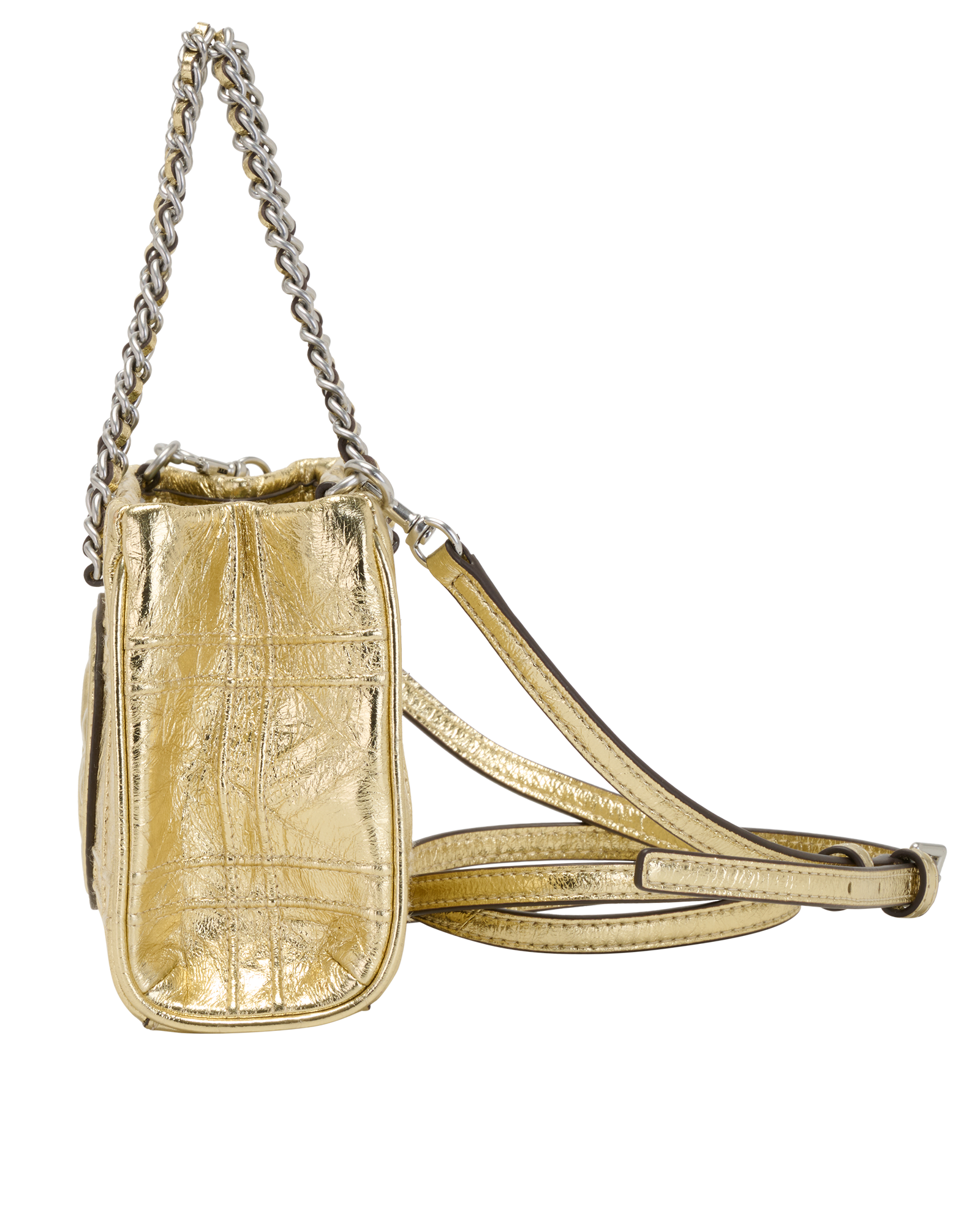 Mini Fleming Bag, &pound;320, Handbags, Gold, Leather, Bottom view